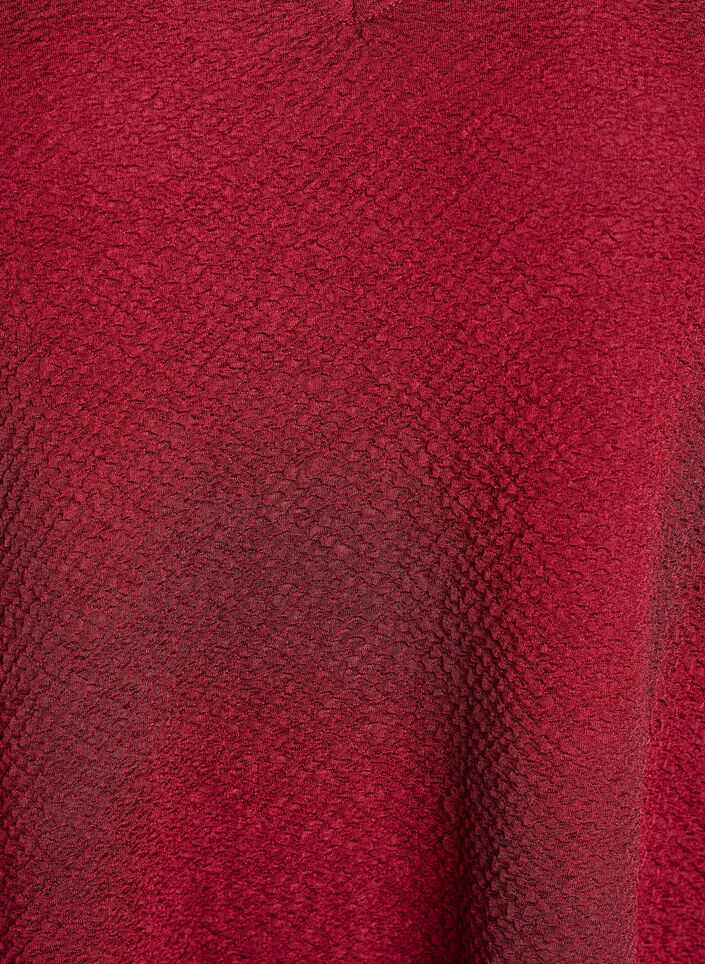 Korte jurk met een ruffle zoom en structuur, Donker Bordeaux, Packshot image number 2