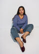 Gestreepte blouse met lange mouwen, Blauw, Model image number 0
