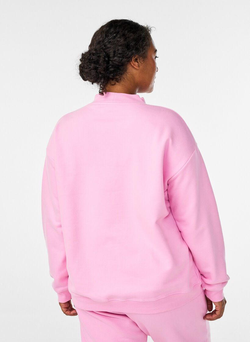 Sweatshirt met hoge kraag en lange mouwen, Roze, Model image number 2
