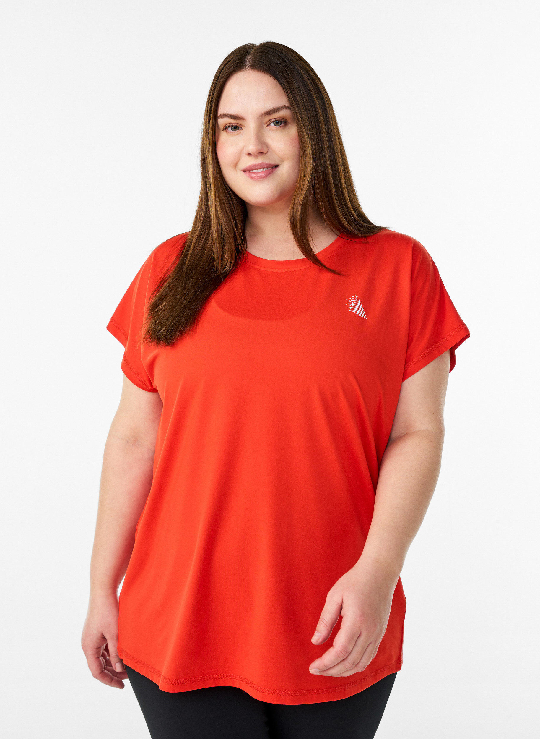 Effen gekleurd trainingsshirt, Oranje, Model