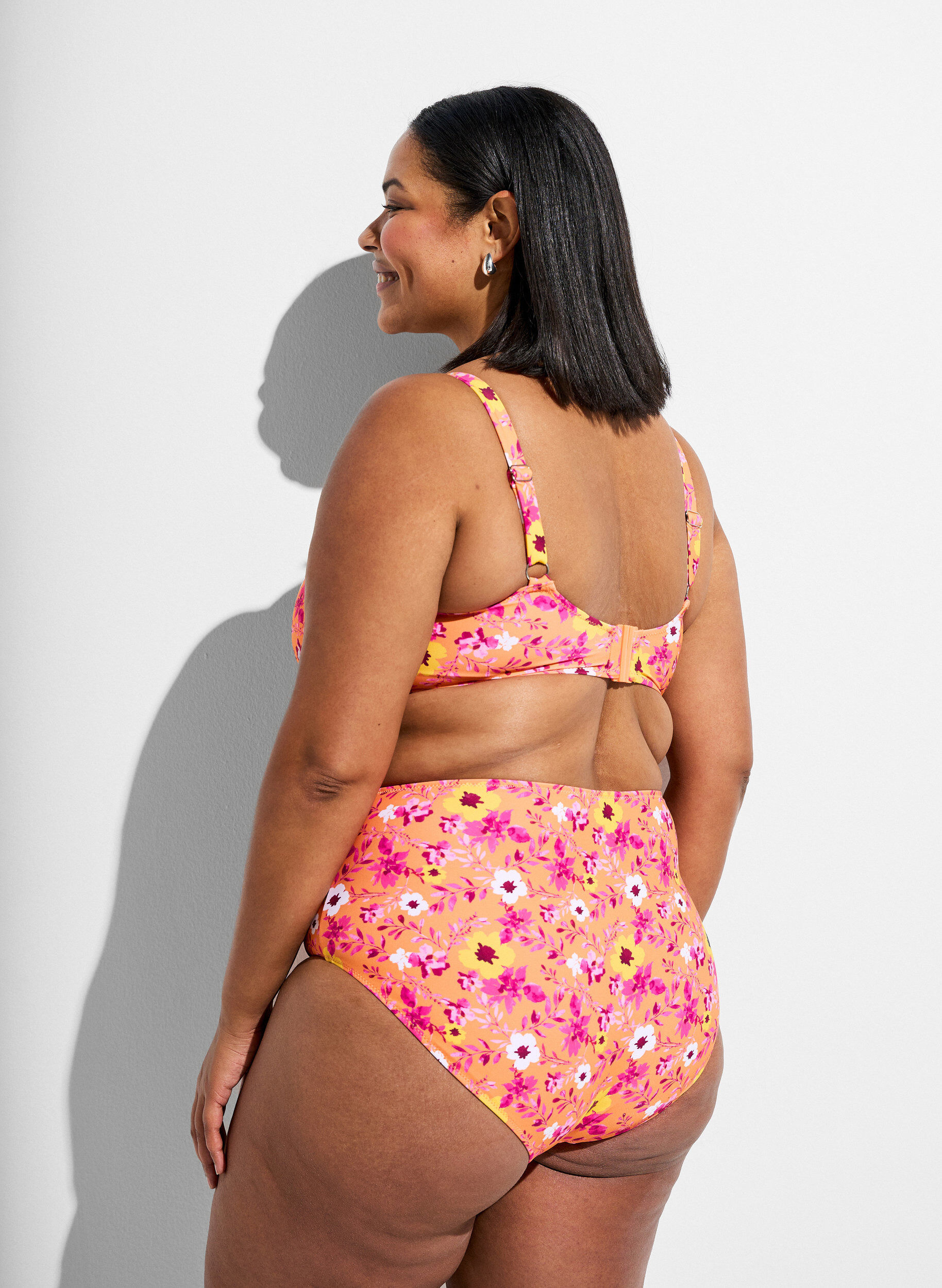 ZizziHoge taille bikinibroekjes met patroon, Oranje, Model image number 1