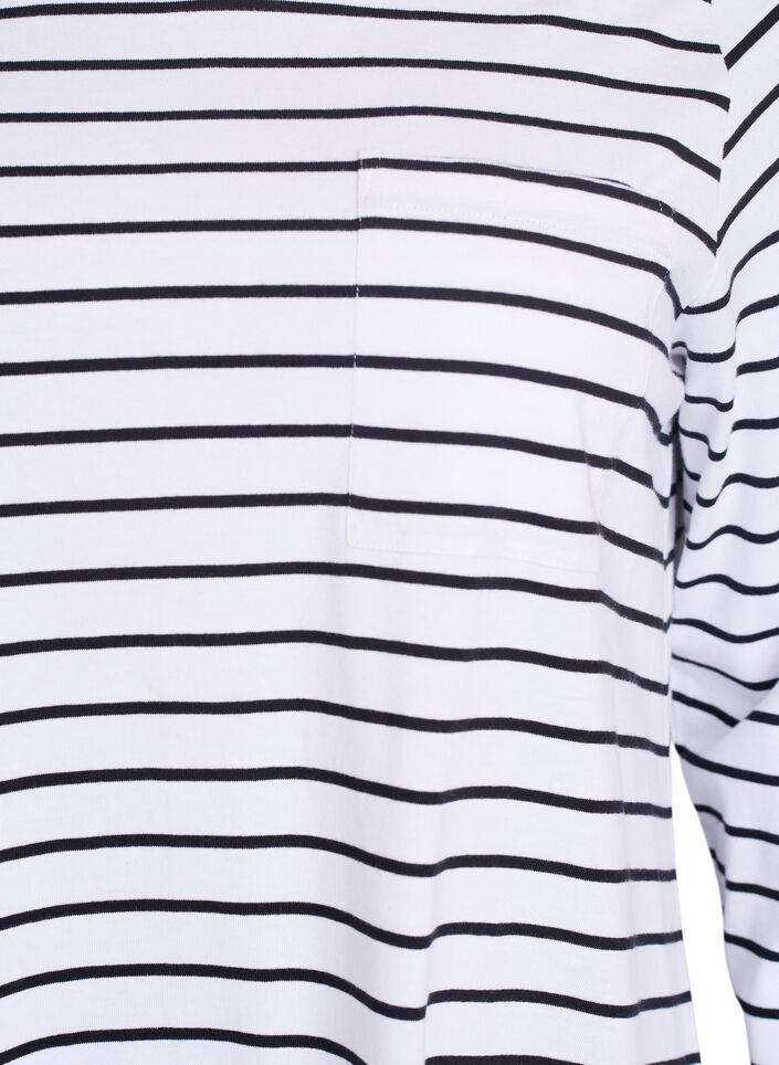 Gestreepte nachthemd in biologisch katoen, Wit, Packshot image number 2