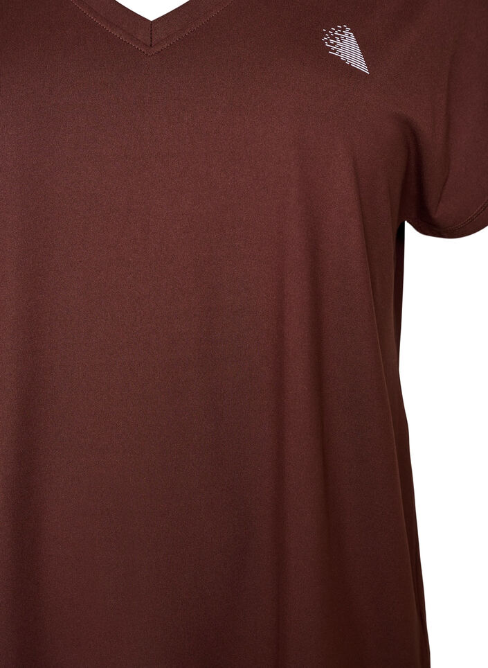 Losvallend trainings-T-shirt met V-hals, Bruin, Packshot image number 2