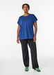 Losse workout T-shirt met korte mouwen, Blauw, Model image number 1