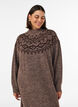 Gebreide jurk met jacquardpatroon, Bruin, Model image number 3