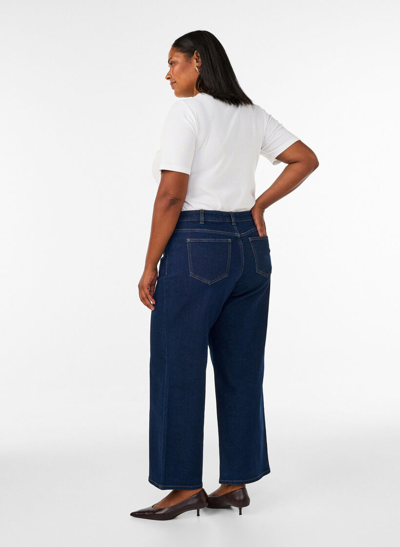 Myra jeans met hoge taille en wide fit, Blauw, Model image number 1
