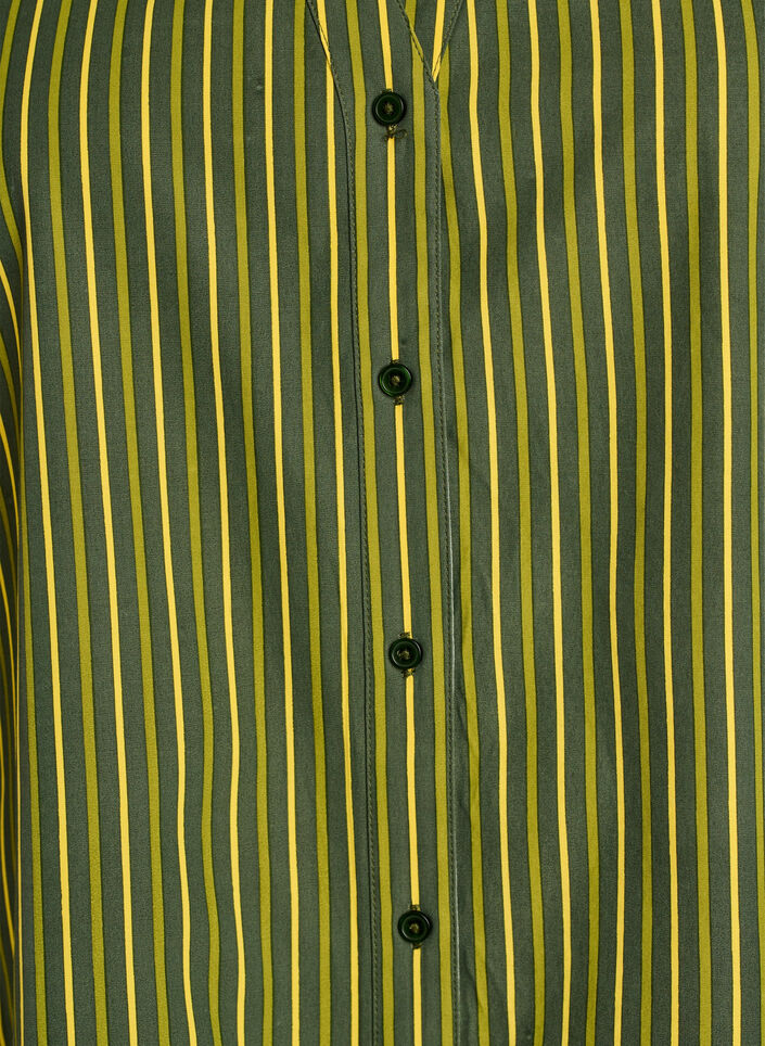 Losse gestreepte shirt met 3/4 mouwen, Groen, Packshot image number 2