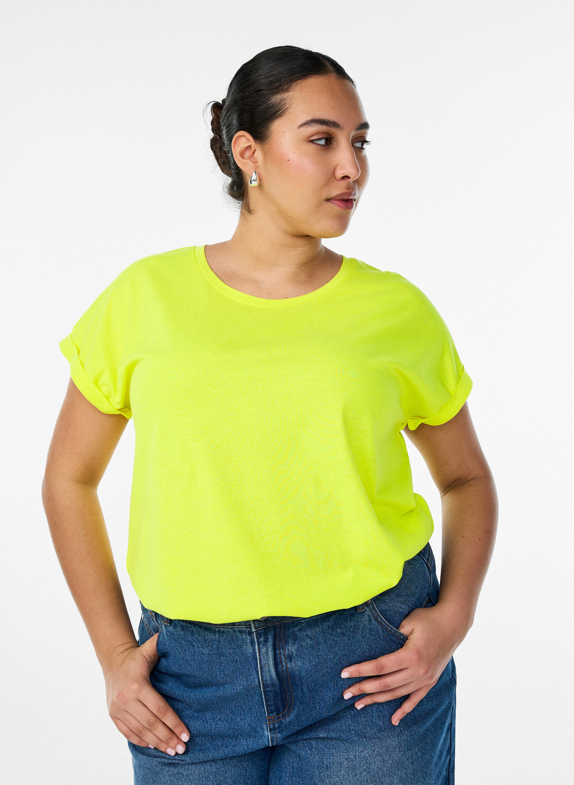 T-shirt en coton n&eacute;on, Jaune flashy, Model