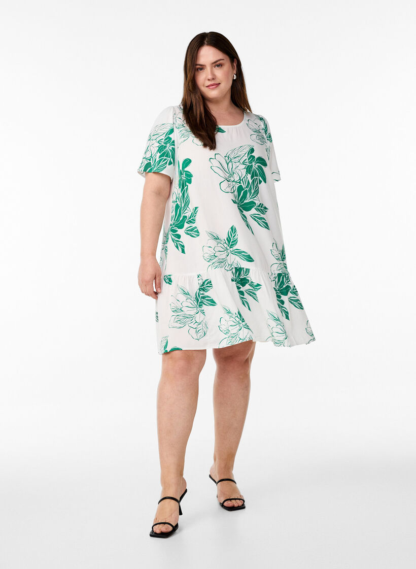 Jurk van viscose met coupenaad, Groen, Model image number 1