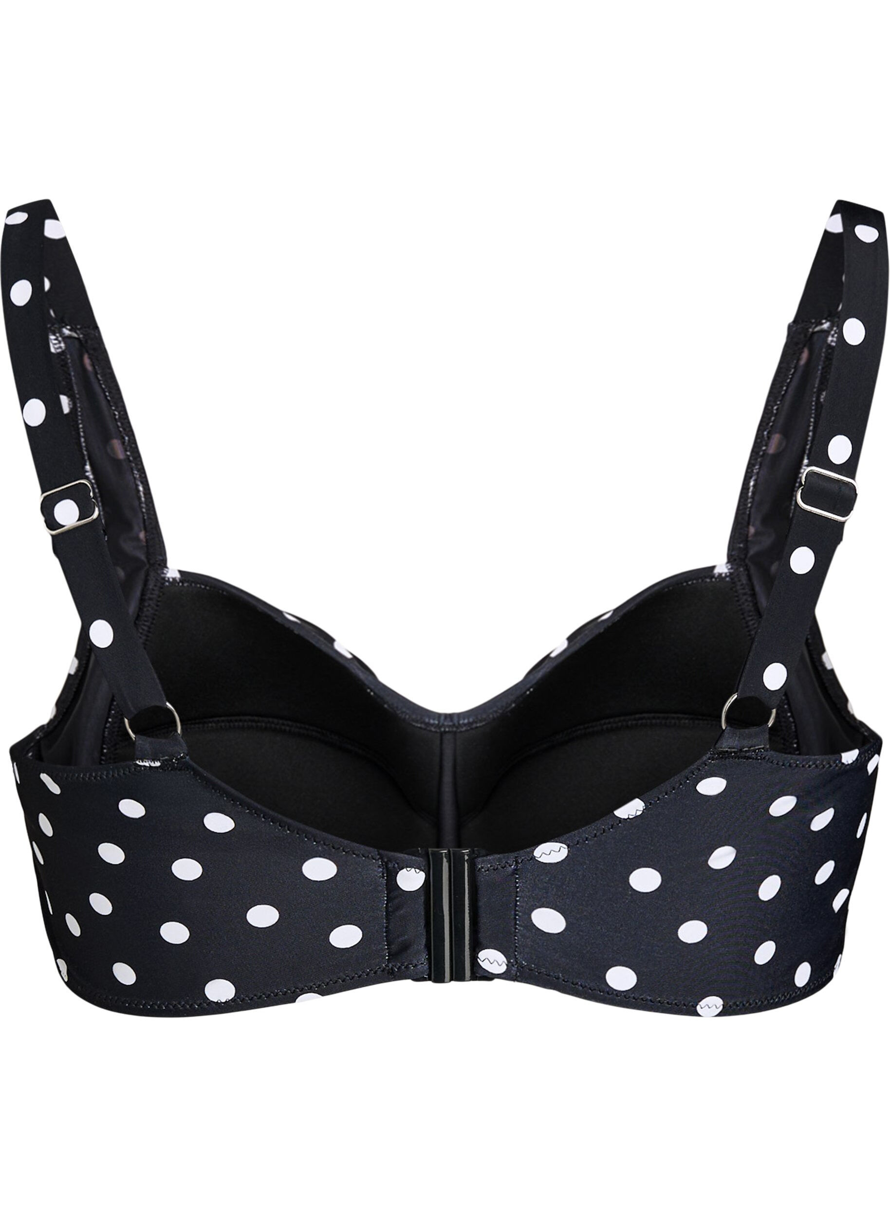 ZizziGewatteerde bikinitop met print, Zwart, Packshot image number 1