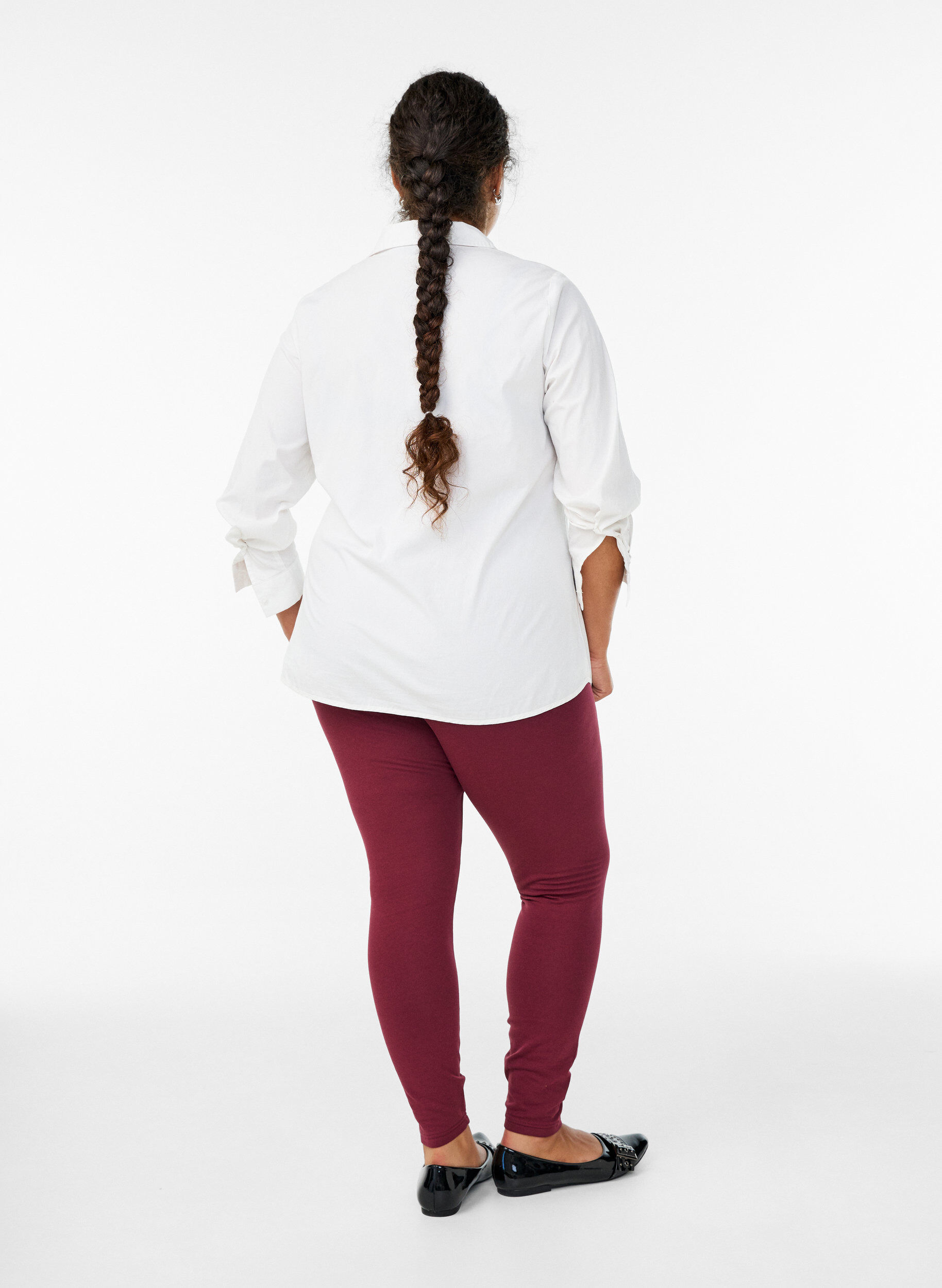 ZizziKatoenen legging met voering, Donker Bordeaux, Model image number 2