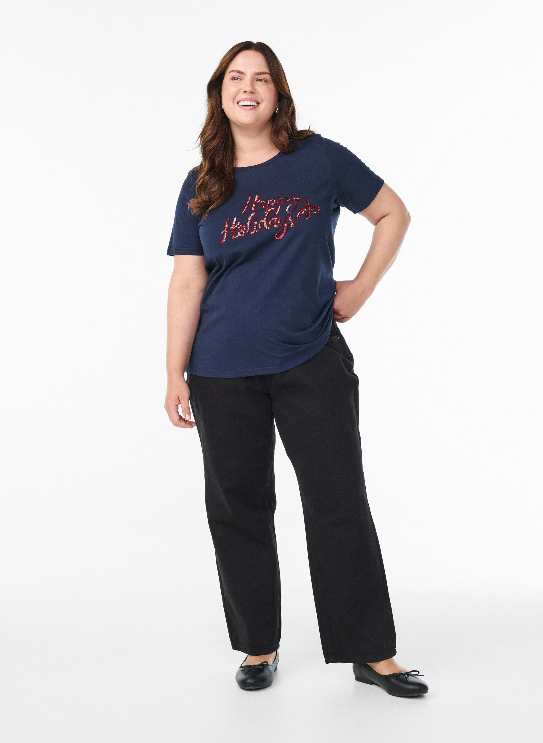 ZizziKerst T-shirt van biologisch katoen, Blauw, Model image number 1