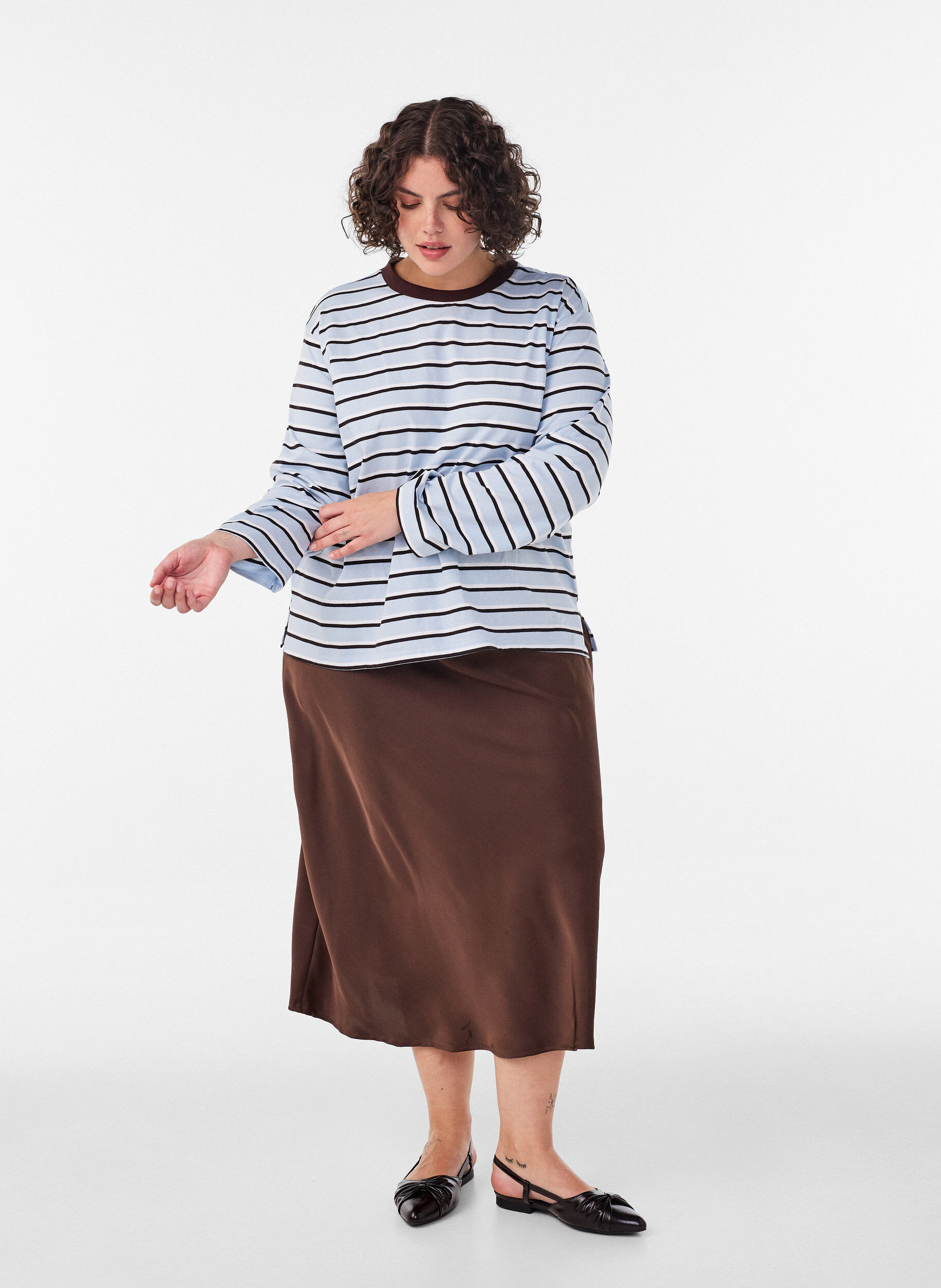 ZizziBasic T-shirt met lange mouwen, Blauw, Model image number 1