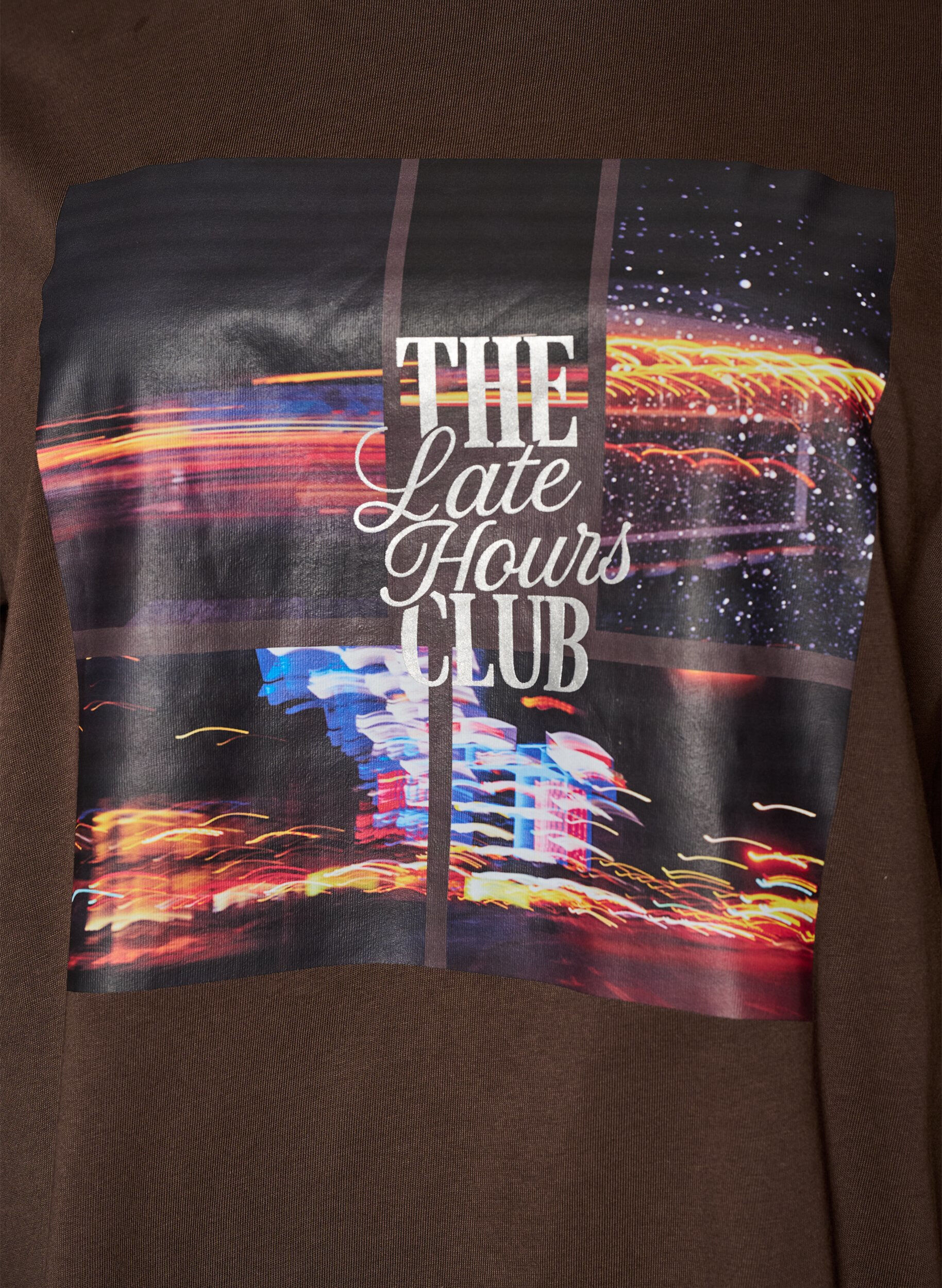 ZizziOversized T-shirt met grote fotoprint, Bruin, Packshot image number 2