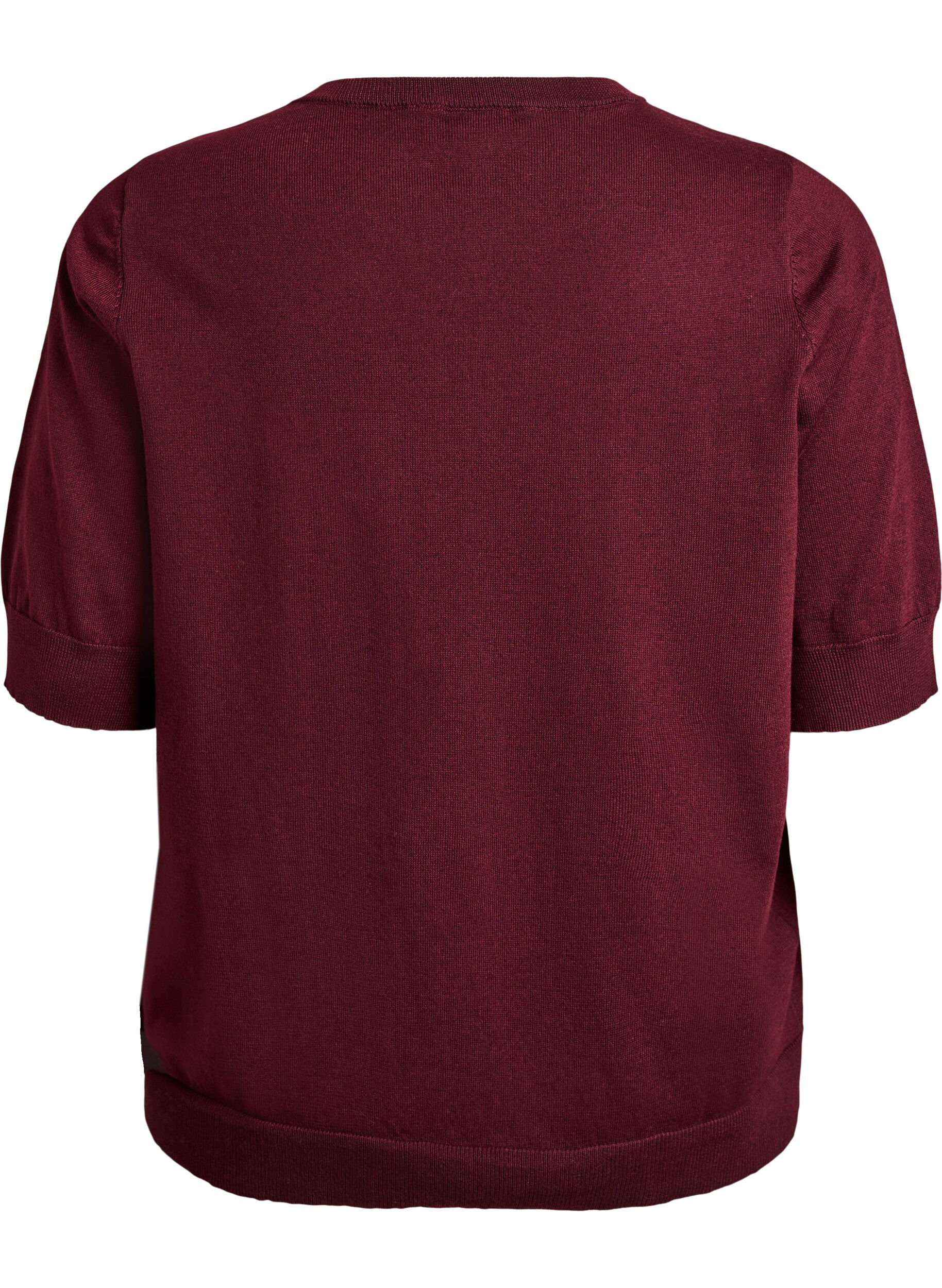 ZizziFLASH - Fijngebreide blouse met korte mouwen, Rood, Packshot image number 1