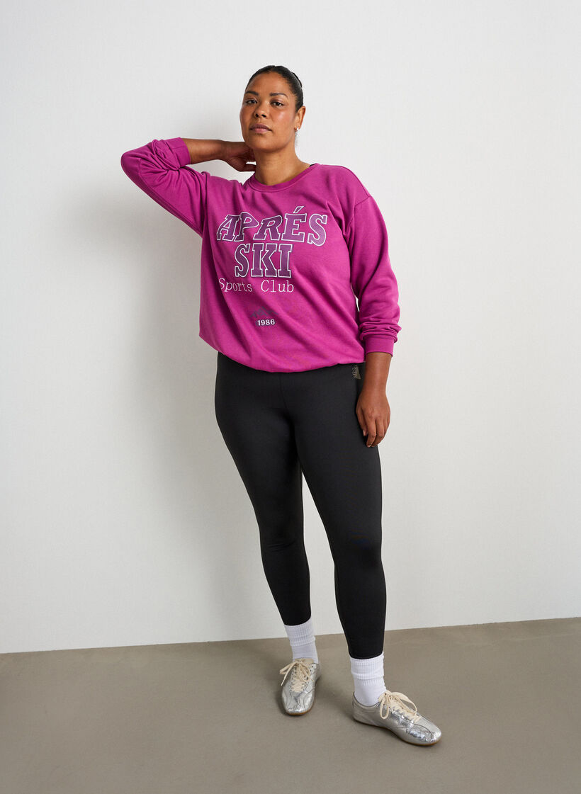 Sweatshirt met tekst print, Paars, Model image number 1