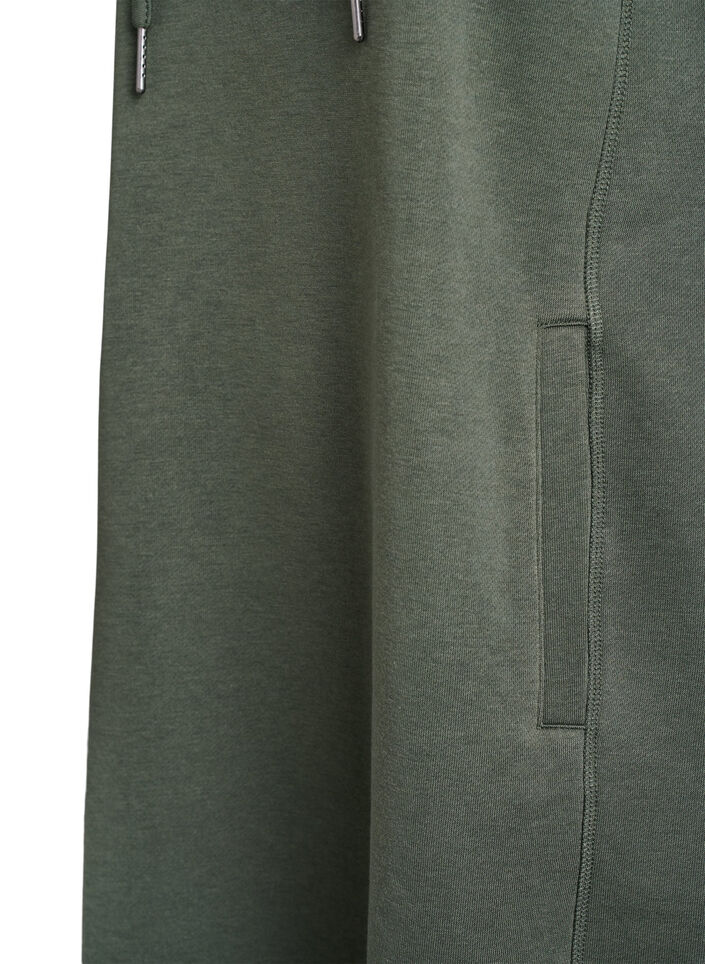 Kort sweatshirt jurk met hoge kraag en zakken, Groen, Packshot image number 3