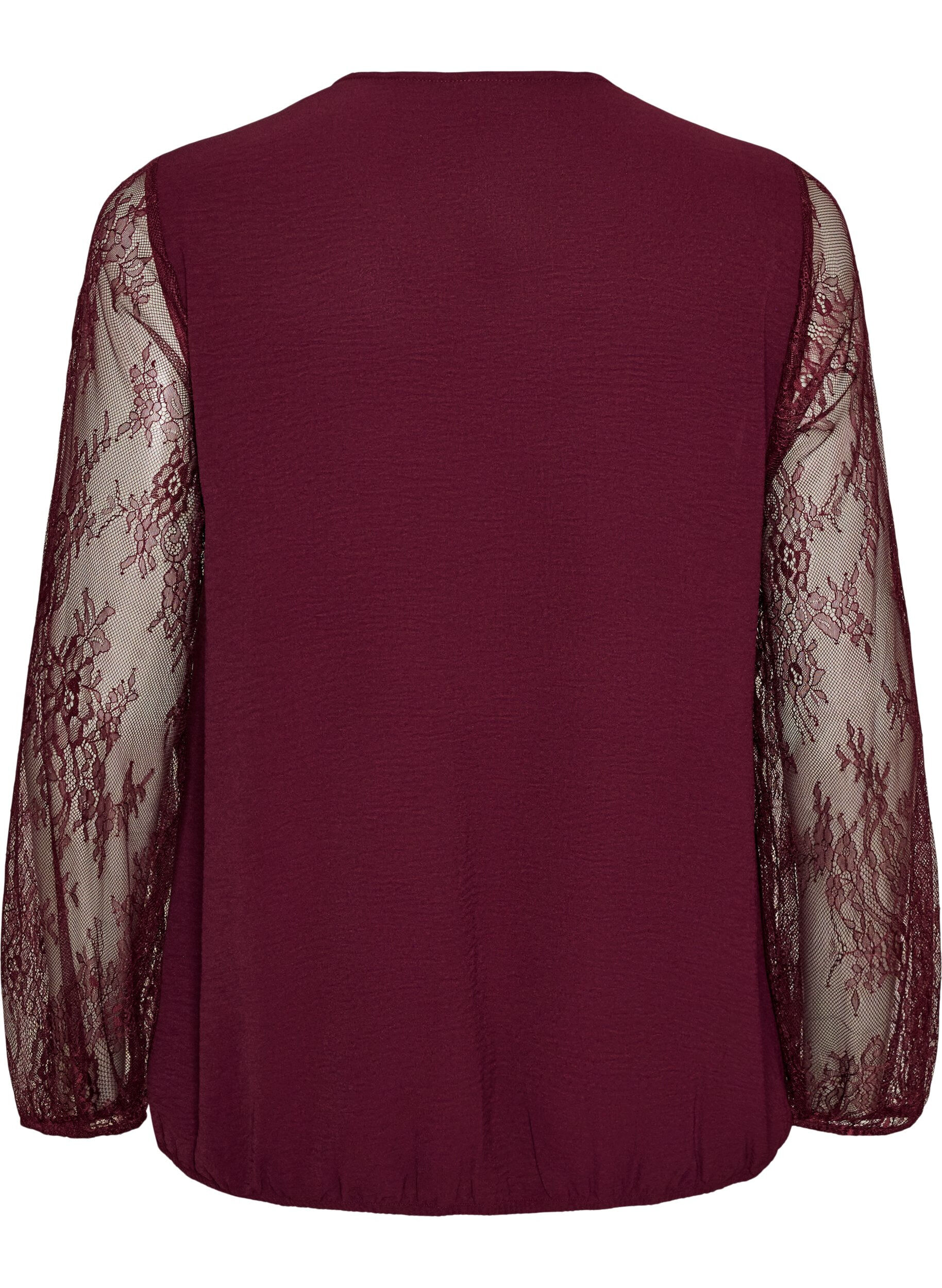 ZizziBlouse met kanten mouwen en ballonvorm, Rood, Packshot image number 1