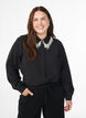 Viscose tuniek met parelgeborduurde kraag, Zwart, Model image number 0