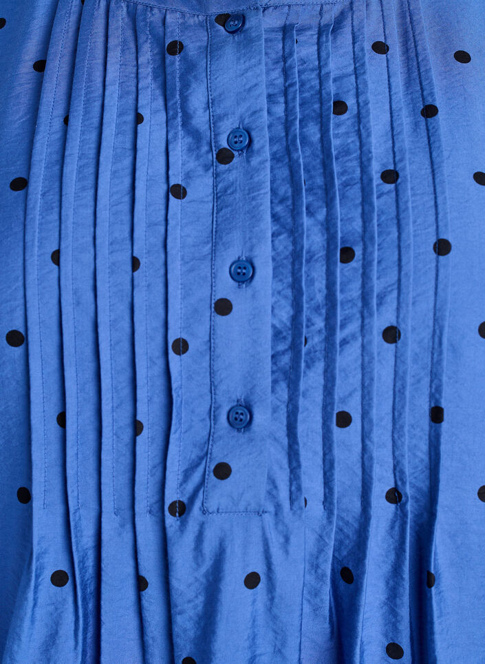 Blouse met lange mouwen en stippen, Blauw, Packshot image number 2