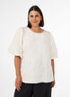 Jacquard blouse met pofmouwen en A-lijnvorm, Vanille, Model image number 0