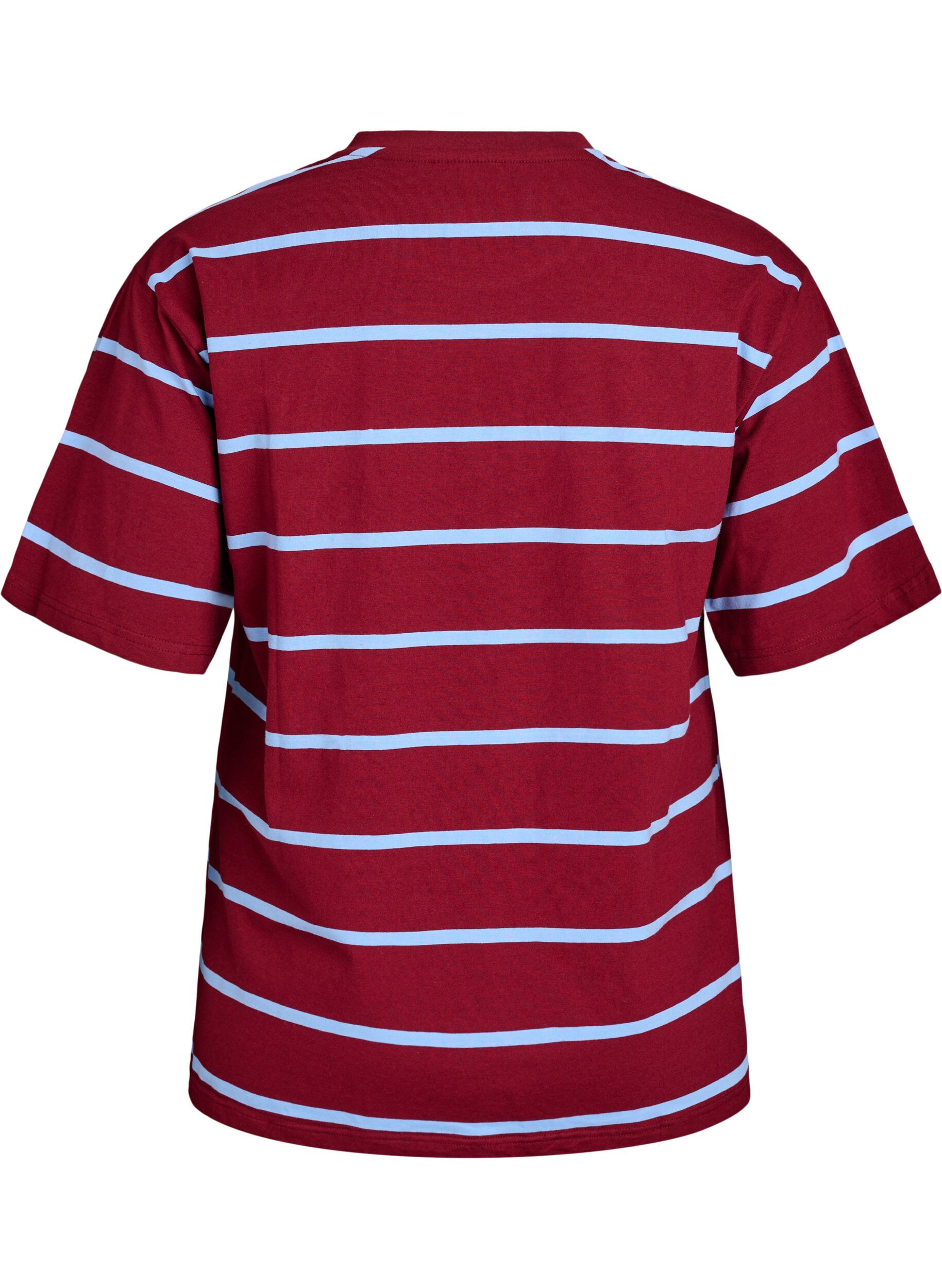 ZizziT-shirt met strepen en luipaarddetail, Rood, Packshot image number 1