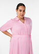 Enkellange overhemdjurk met strikceintuur en strepen, Roze, Model image number 2